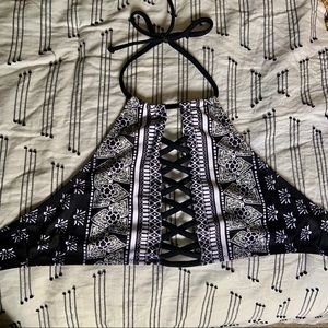 Black and white bathing suit top